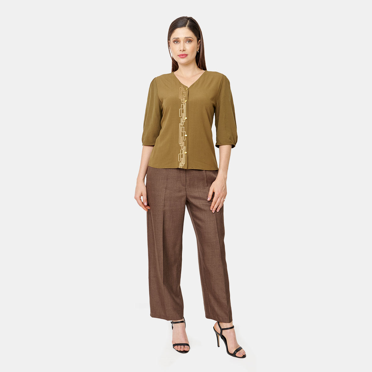 Blusa abierta con detalle bordado Vitos