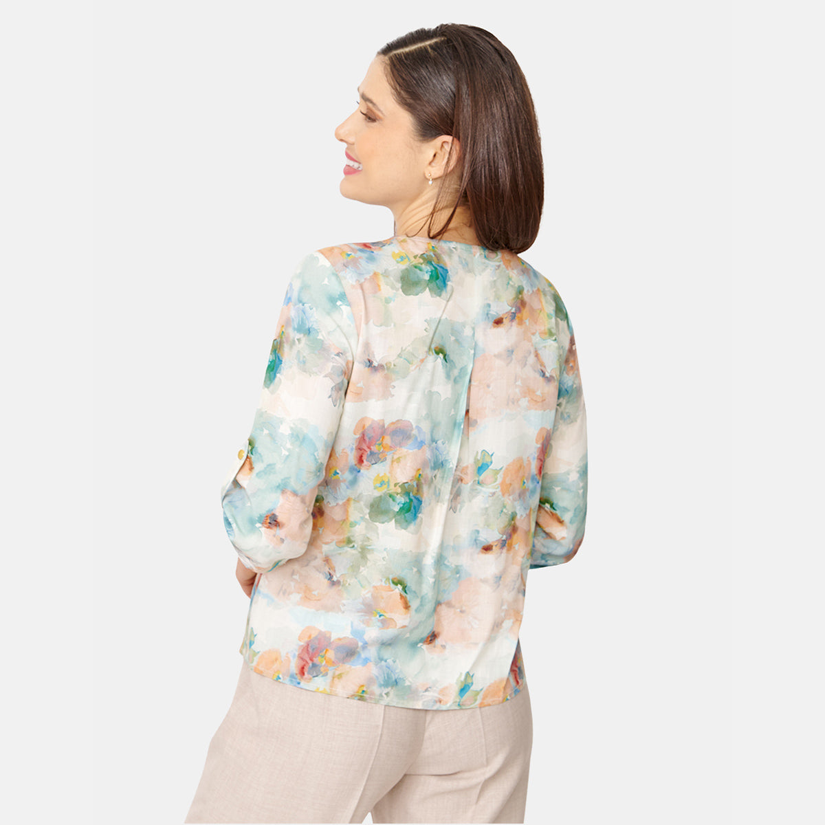 Blusa abierta estampado floral con elevador Vitos