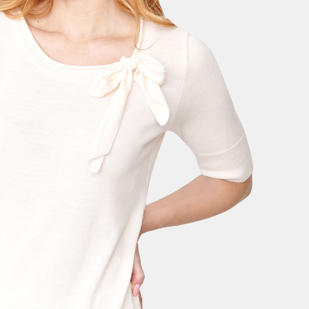 Blusa de punto detalle moño en cuello Vitos