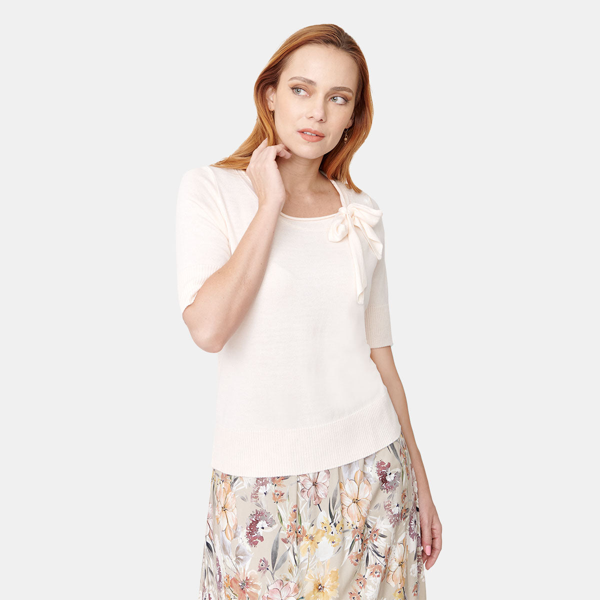 Blusa de punto detalle moño en cuello Vitos