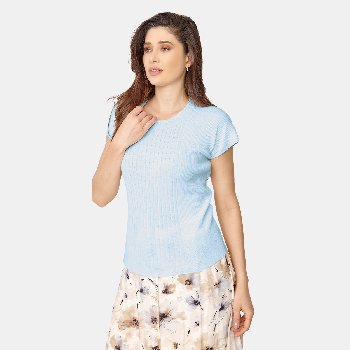 Blusa de punto en color azul cielo Vitos