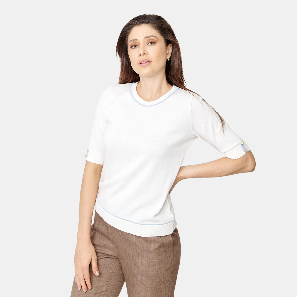 Blusa tejida cuello redondo con detalle Vitos