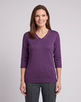 Blusa punto escote V calado manga 3/4 - Vitos
