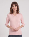 Blusa punto escote V calado manga 3/4 - Vitos