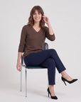 Blusa punto escote V calado manga 3/4 - Vitos