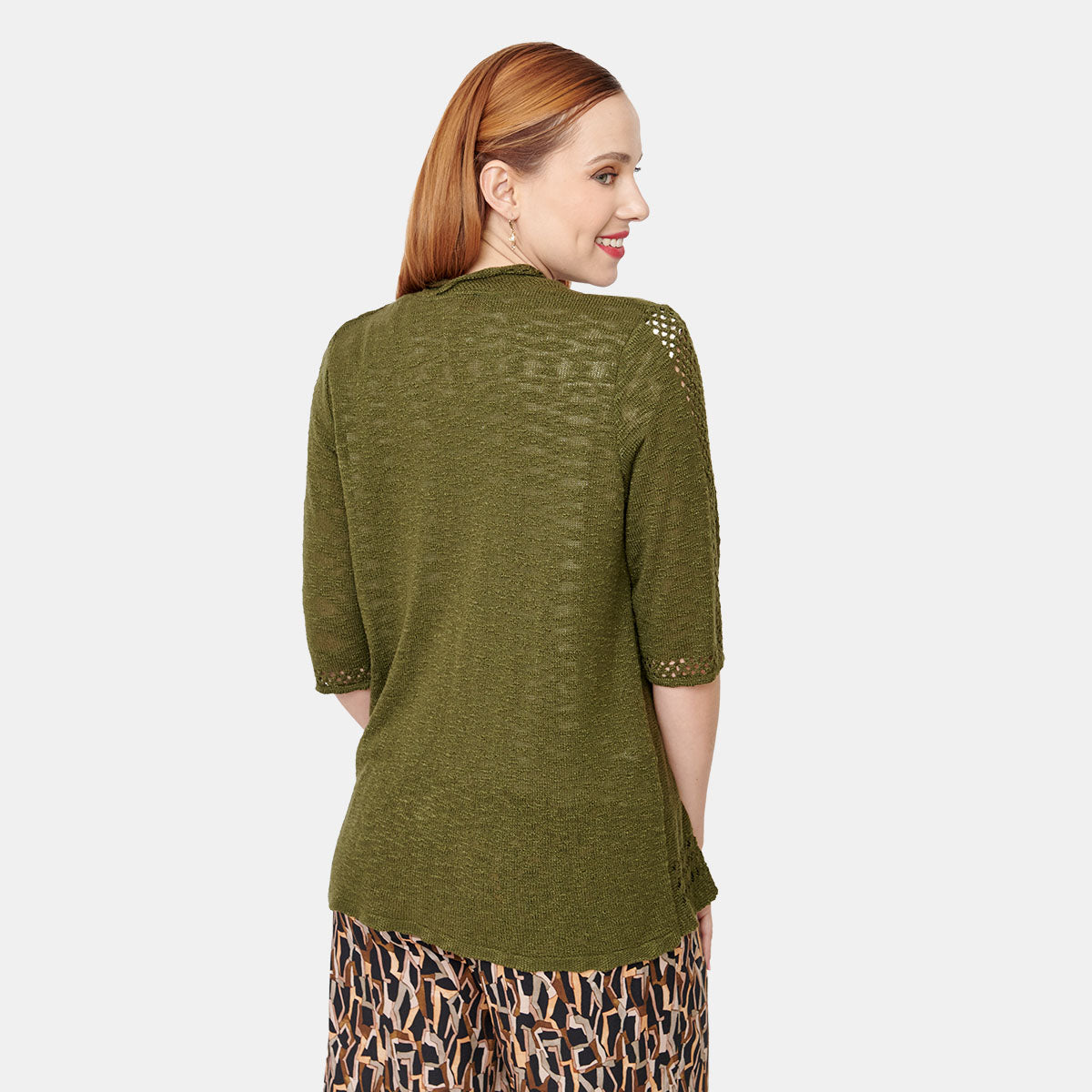 Cardigan calado verde olivo Vitos