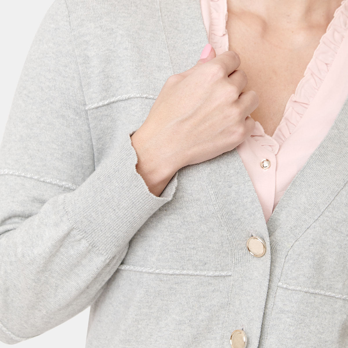 Cardigan escote V manga larga color gris Vitos