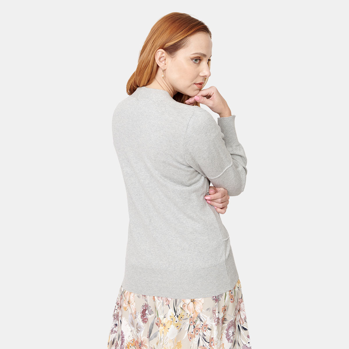 Cardigan escote V manga larga color gris Vitos