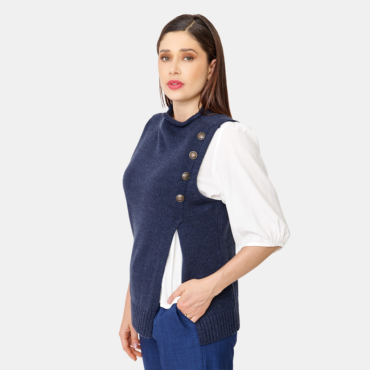 Chaleco cruzado con botones Vitos