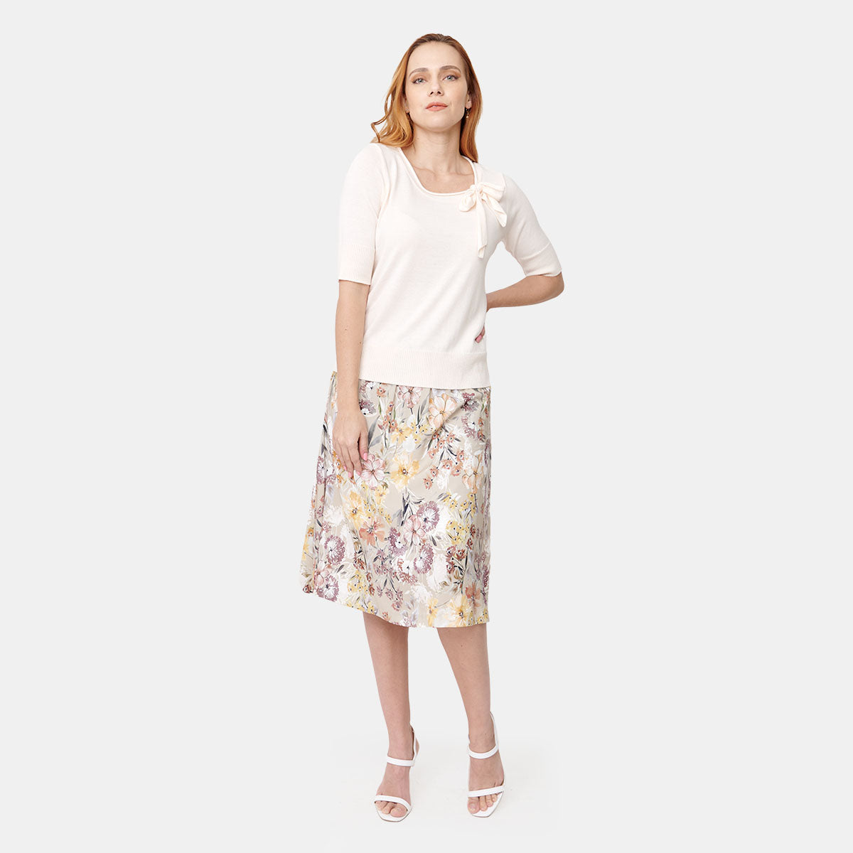 Falda con estampado floral corte sirena