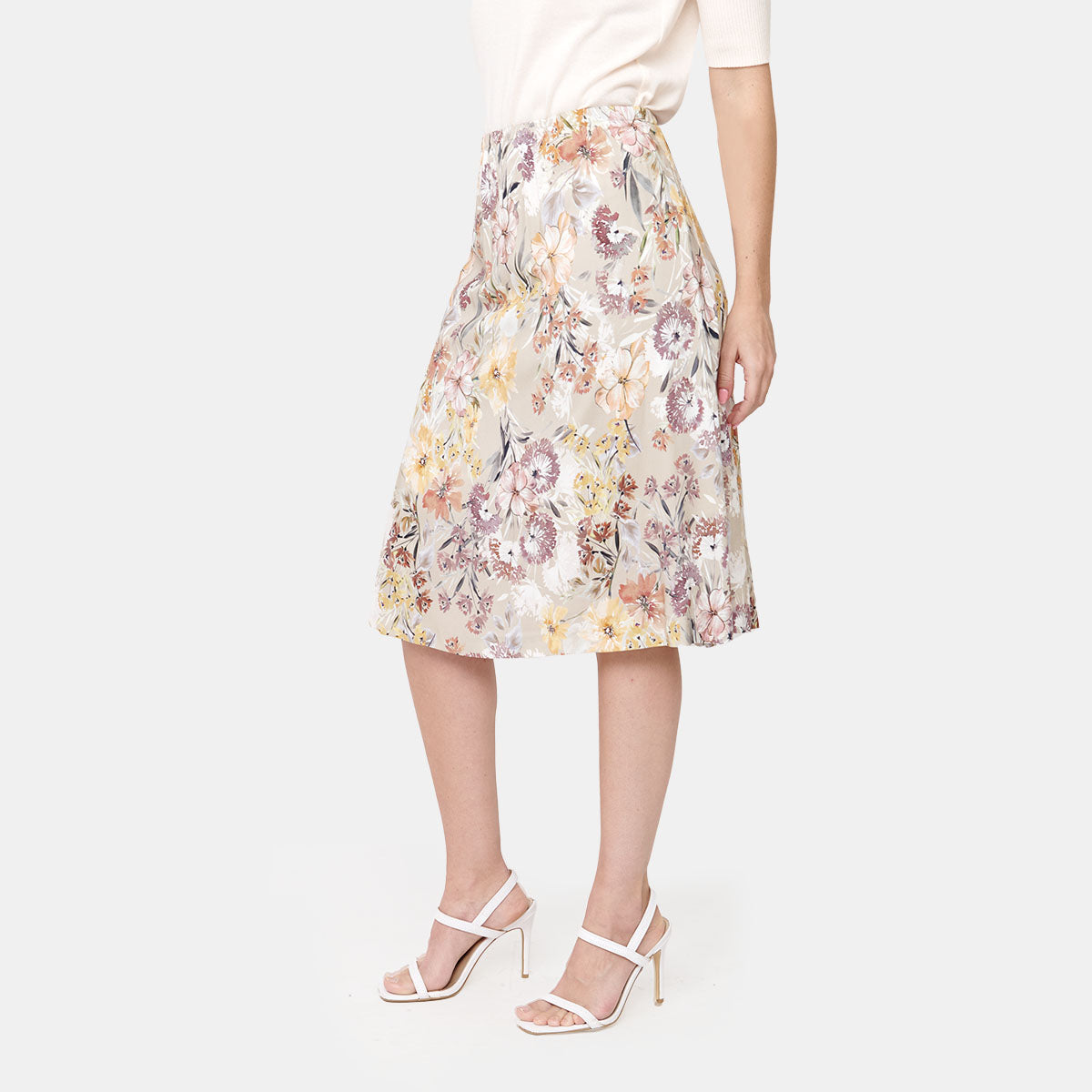 Falda con estampado floral corte sirena