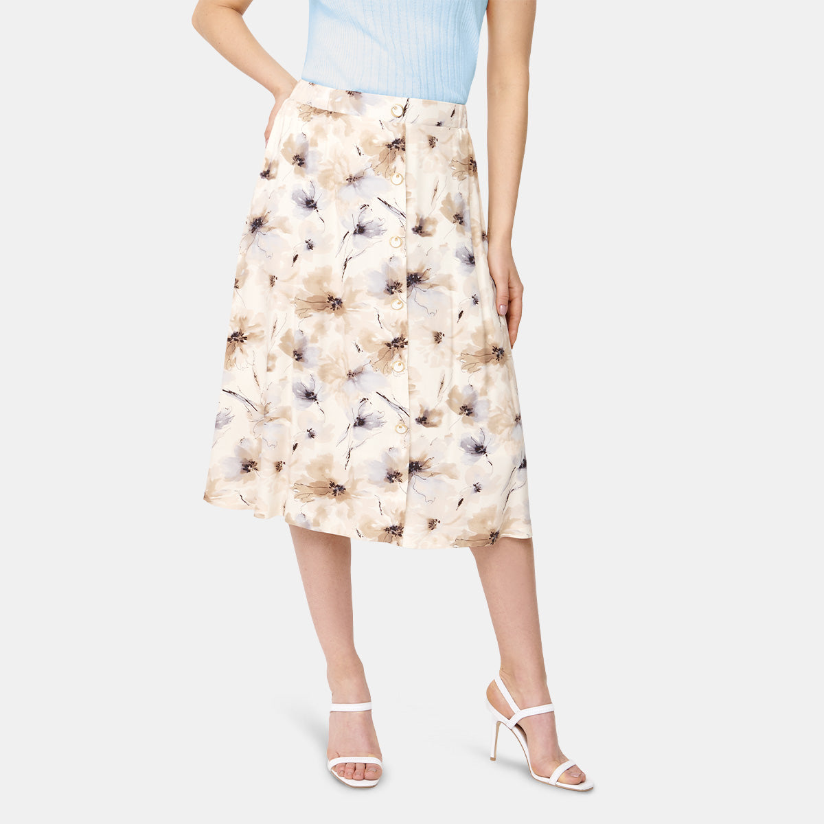 Falda estampada con botones y cintura elástica Vitos