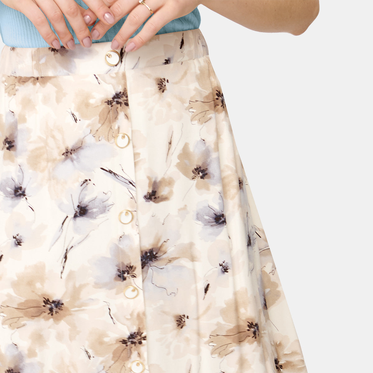 Falda estampada con botones y cintura elástica Vitos