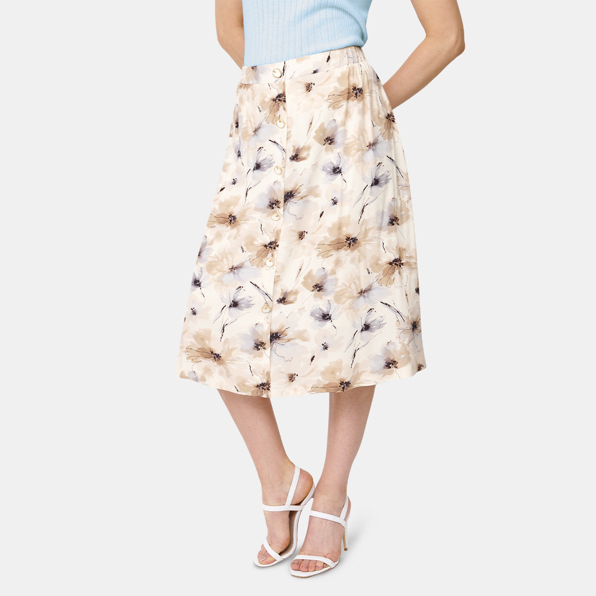 Falda estampada con botones y cintura elástica Vitos _1