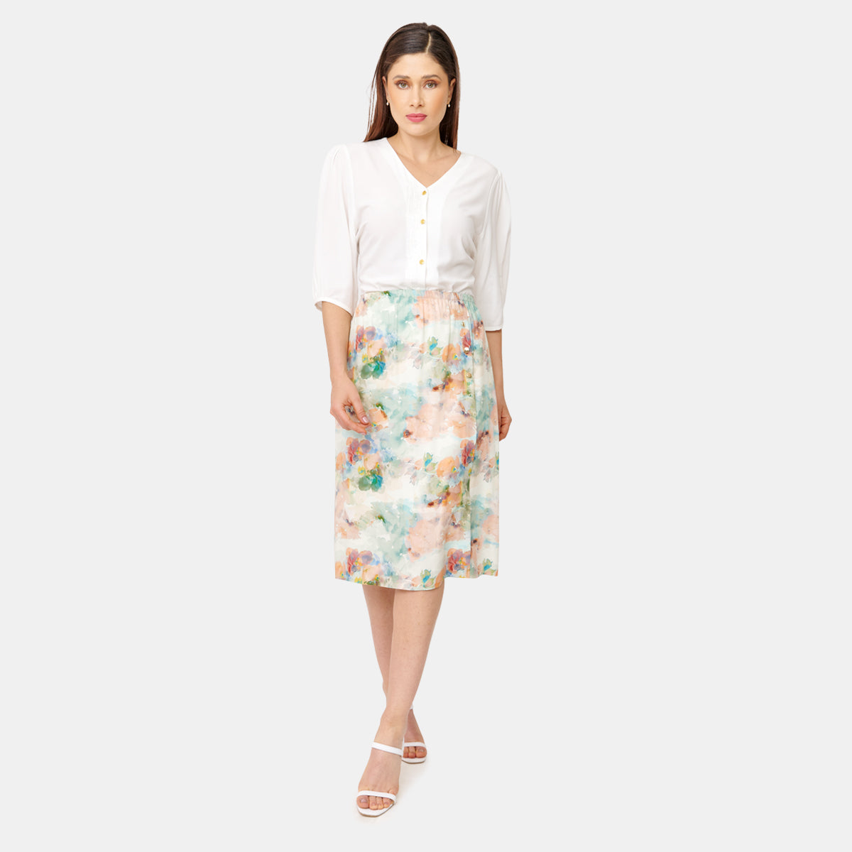 Falda línea A estapad floral Vitos