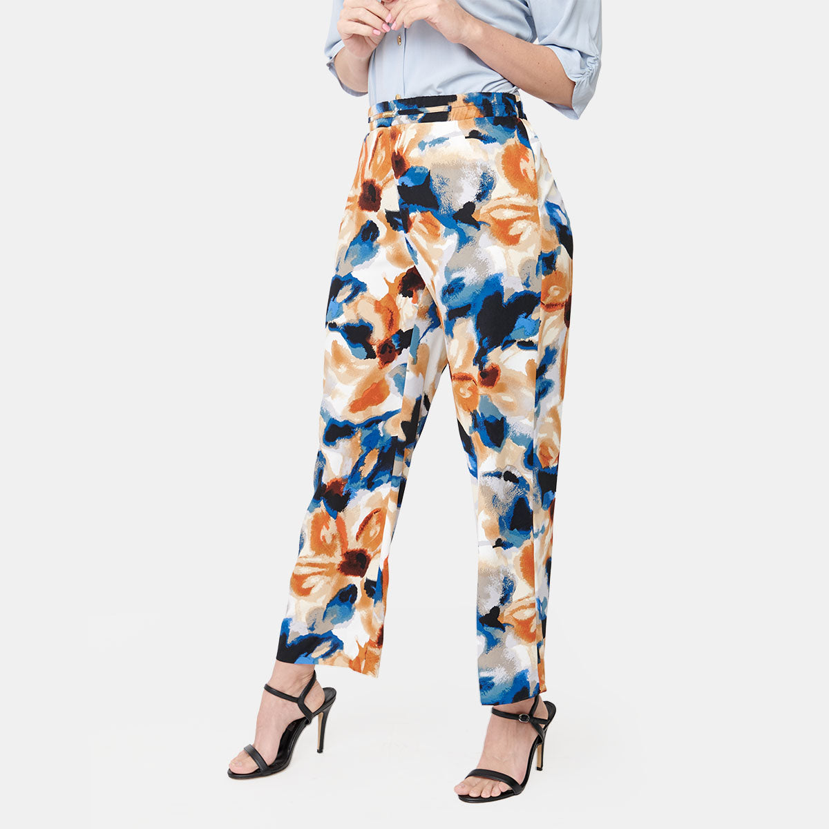 Pantalón estampado con hebilla para dama Calypso