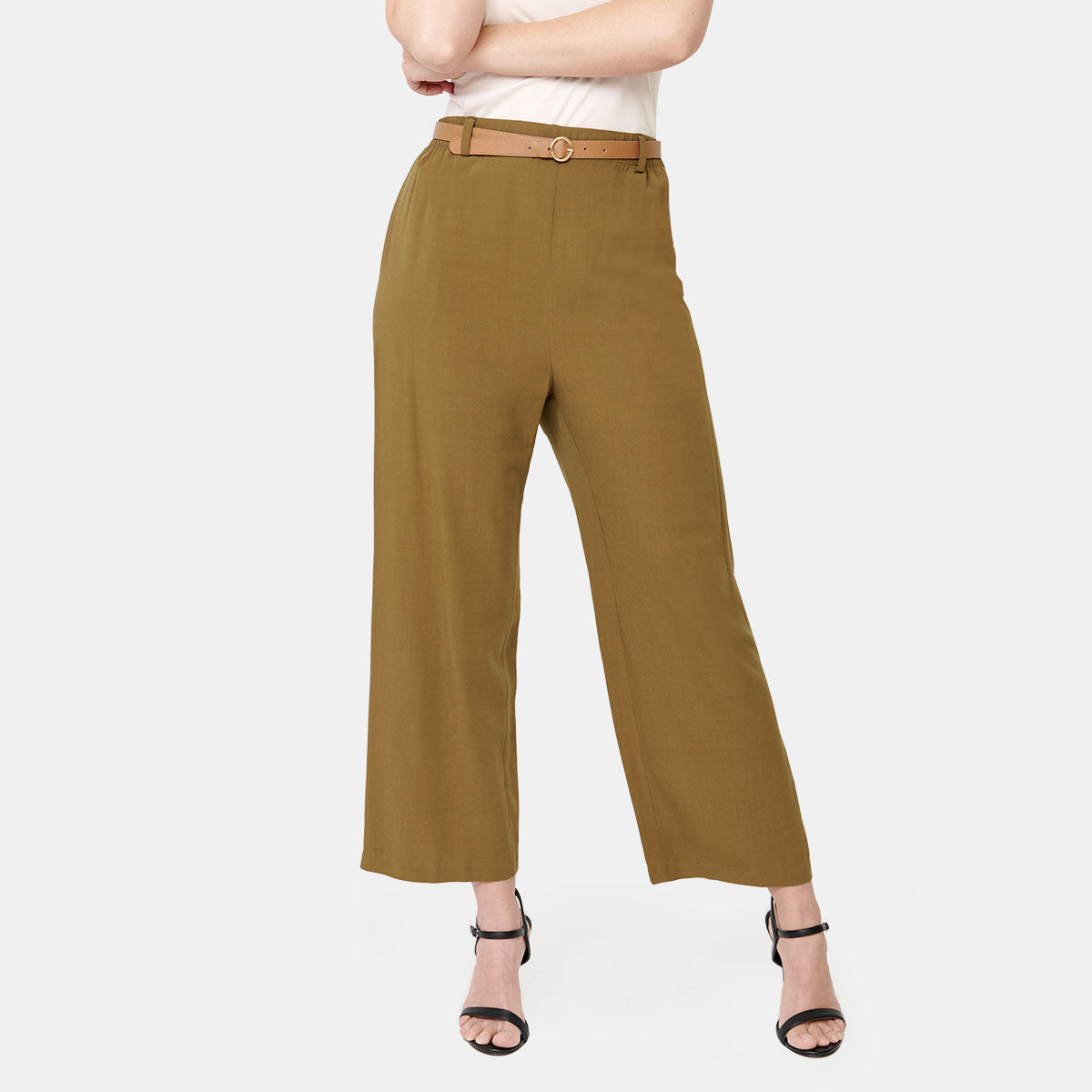 Pantalon color olivo con cinturón Vitos