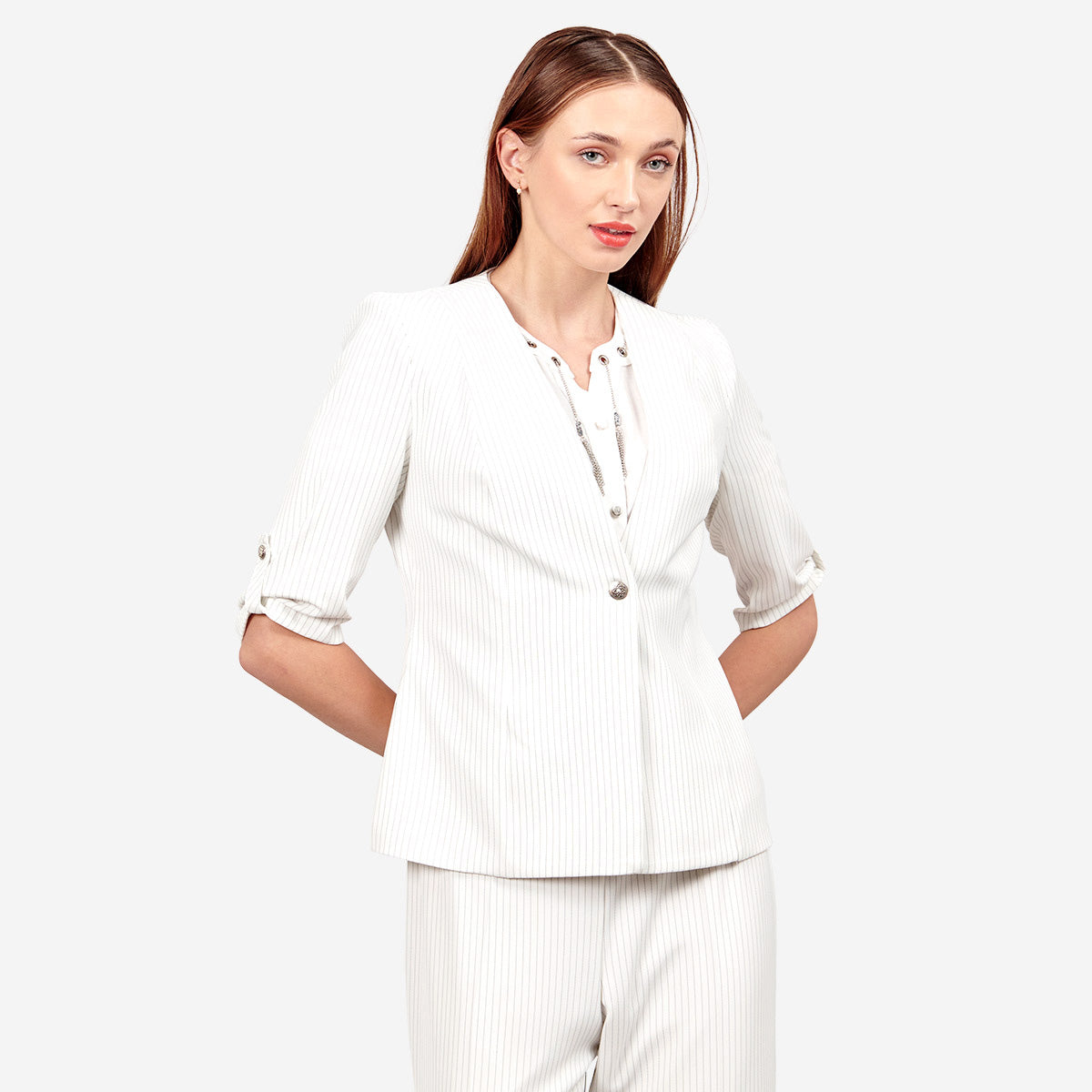 Saco semiformal a rayas para dama vitos