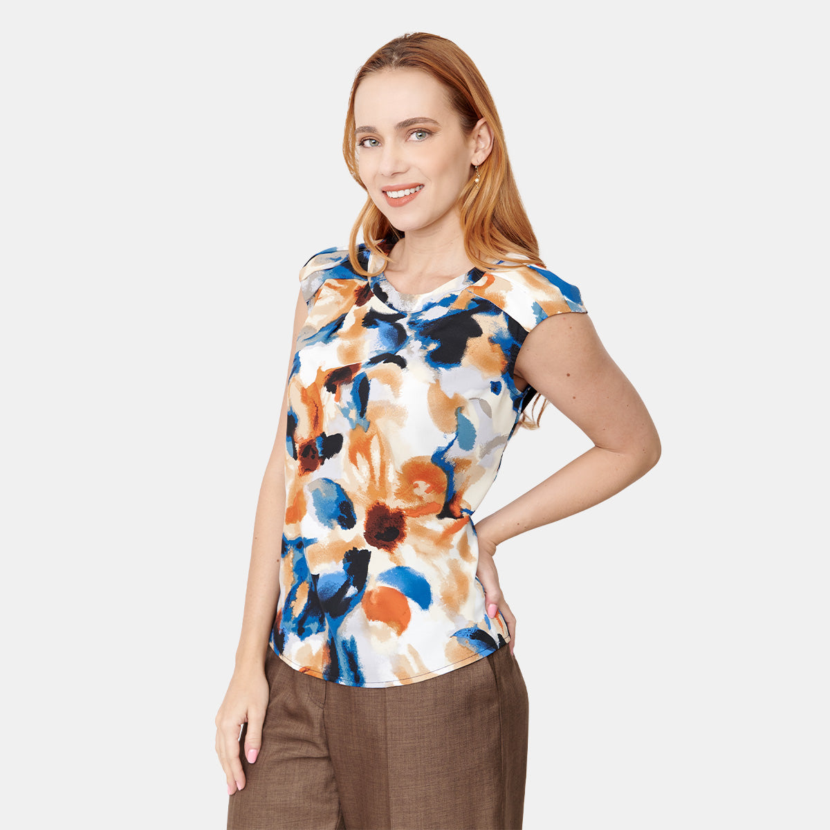 Top estampado floral multicolor para dama