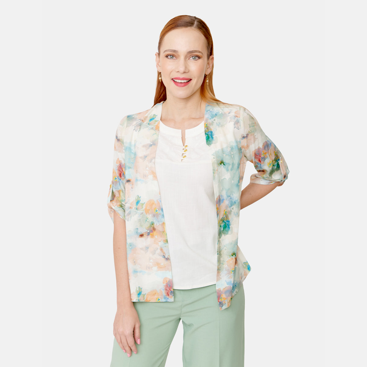 Twin fix estampado floral con detalle bordado