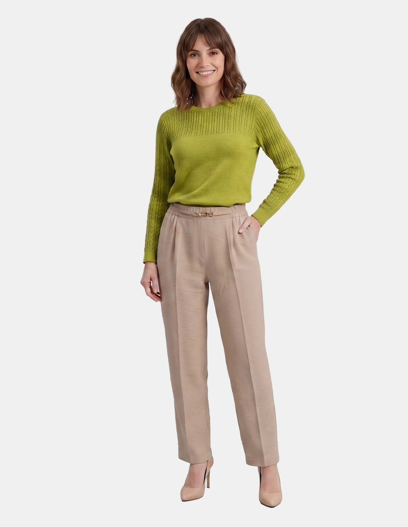 Pantalón recto beige con herraje Idris