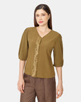 Blusa abierta con detalle bordado Vitos