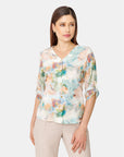 Blusa abierta estampado floral con elevador Vitos