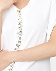 blusa blanca con detalles bordados al frente y mangas 3/4 para damas marca Vitos