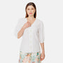 Blusa blanca escote V bordado Vitos