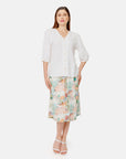 Blusa blanca escote V bordado Vitos