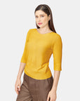 Blusa calada escote ojal color mostaza Vitos