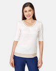 Blusa escote reondo detalle puntada Vitos
