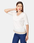 Blusa escote reondo detalle puntada Vitos