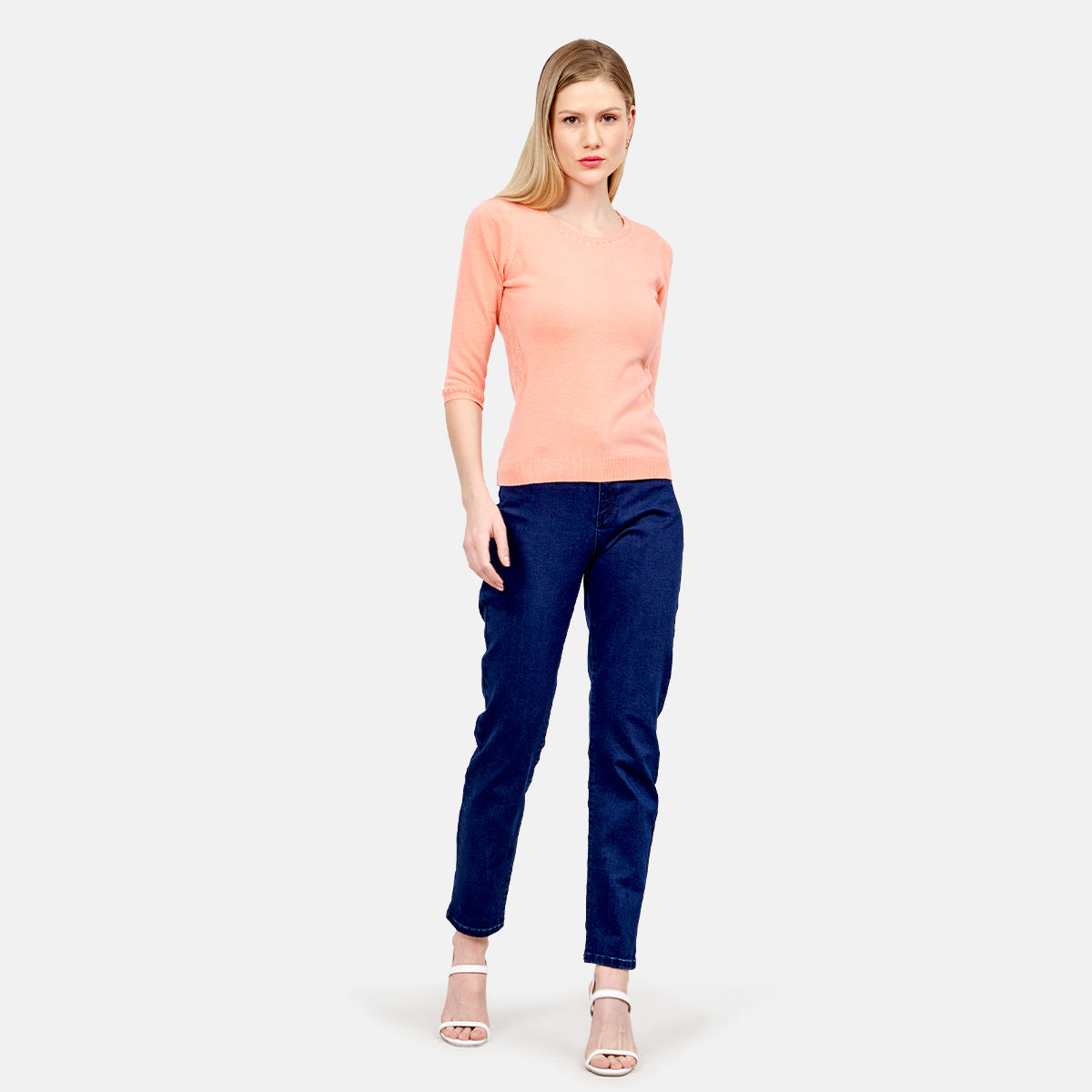 Blusa punto trenza estructura manga 3/4 - C0006
