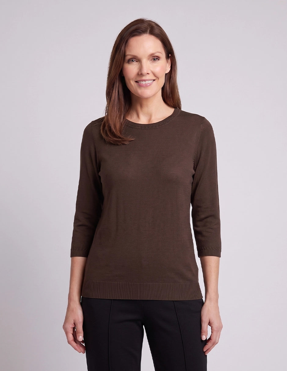 Blusa punto trenza estructura manga 3/4