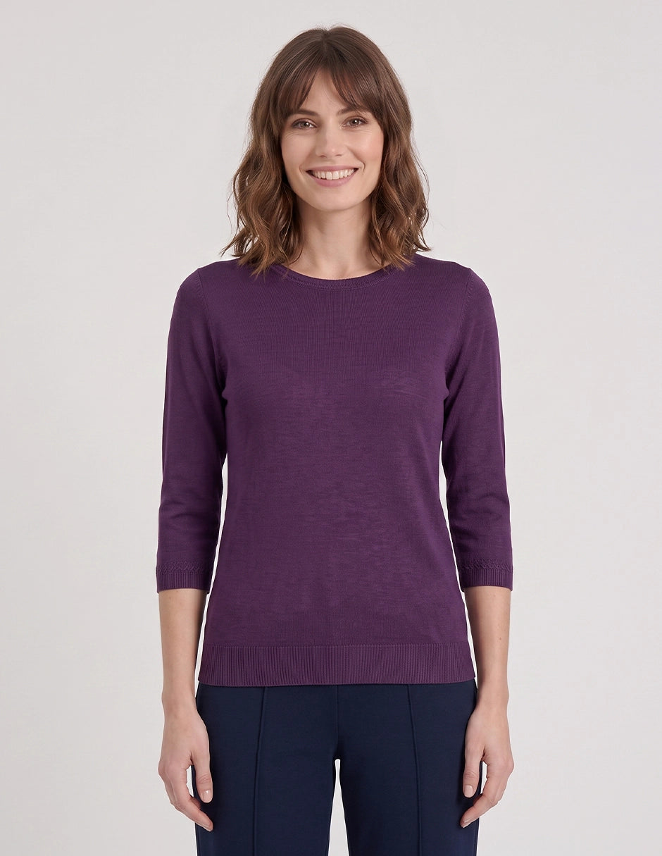 Blusa punto trenza estructura manga 3/4