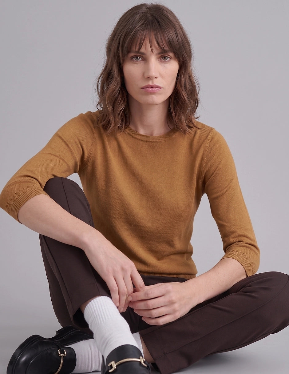 Blusa punto trenza estructura manga 3/4