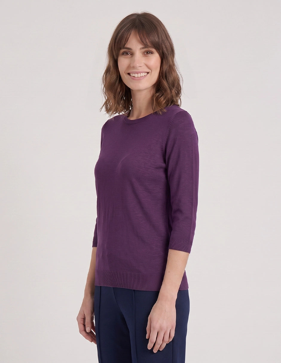 Blusa punto trenza estructura manga 3/4