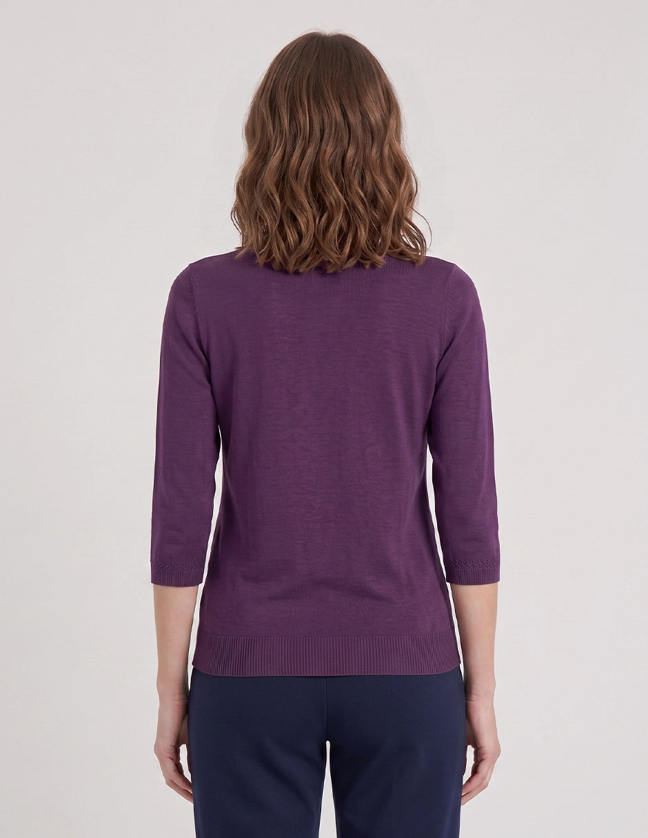 Blusa punto trenza estructura manga 3/4