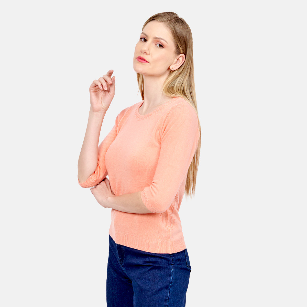 Blusa punto trenza estructura manga 3/4 - C0006