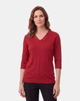 Blusa punto escote V calado manga 3/4 - C0008