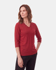 Blusa punto escote V calado manga 3/4 - C0008