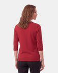 Blusa punto escote V calado manga 3/4 - C0008
