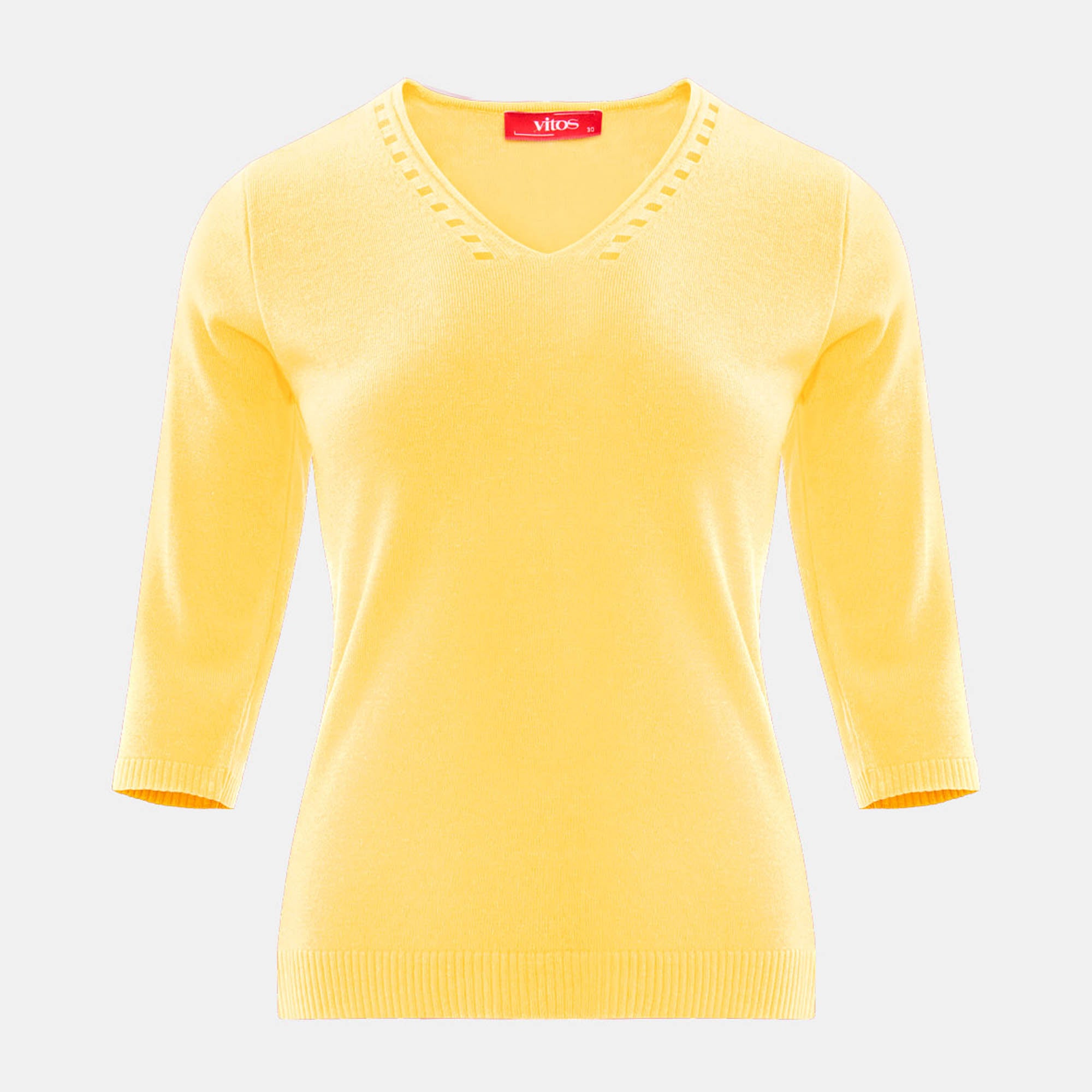 Blusa punto escote V calado manga 3/4 - C0008