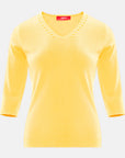 Blusa punto escote V calado manga 3/4 - C0008