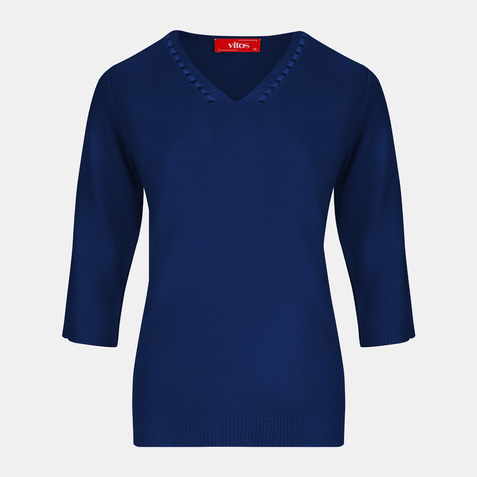 Blusa punto escote V calado manga 3/4 - C0008 invierno