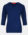 Blusa punto escote V calado manga 3/4 - C0008 invierno