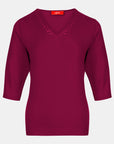 Blusa punto escote V calado manga 3/4 - C0008