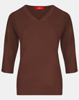 Blusa punto escote V calado manga 3/4 - C0008 invierno