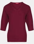 Blusa punto escote V calado manga 3/4 - C0008 invierno